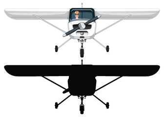 Light Aircraft with Silhouette Vector Design