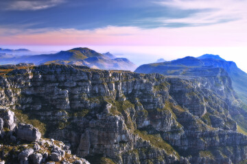 Fototapeta premium Table Mountain scenics. Table Mountain in the Western Cape, South Africa.