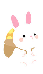 Cute white rabbit carry easter egg