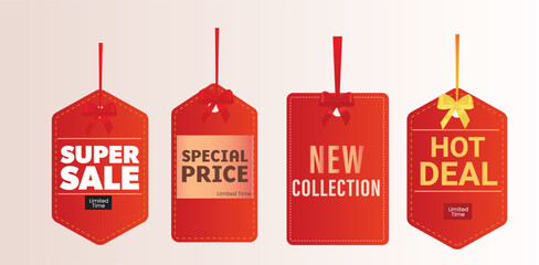 Price tags with ribbon bow