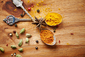 Choose your spice. an assortment of colorful spices.
