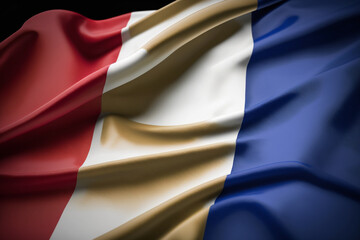 close up of the waving flag of France