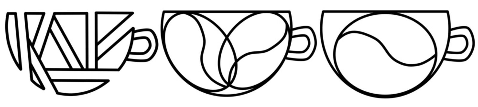 Set of hand drawn a cup of coffee logo, vector illustration isolation 