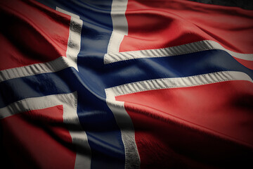 close up of the waving flag of Norway