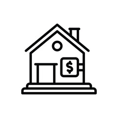 Black line icon for mortgage