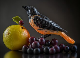 Tropical fruits shaped crow. Concept of organic and freshness. Generative AI.