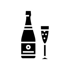 champagne drink bottle glyph icon vector illustration