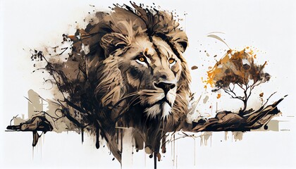 Regal Majesty Lions in the Style of a Legendary Artist, Perfect for Captivating Design Projects and Creative Inspirations, Generative AI, Illustration