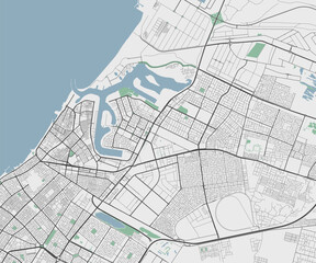 Ajman vector map. Detailed map of Ajman city administrative area. Cityscape urban panorama.