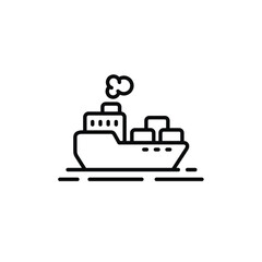 Cargo ship line icon isolated on white background