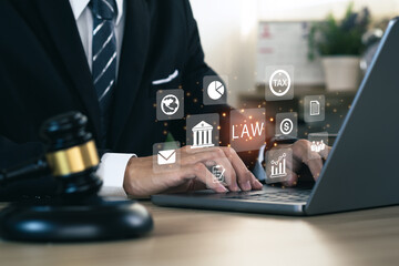 Legal advice online, labor law concept, layer or notary working for business company..