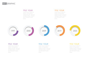 timeline Infographic diagram element template with circle and flat text style. Colorful can be used for presentation slides.