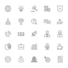 Set of business and finance icons on white background. Vector.