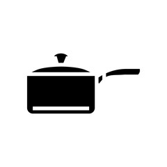 ceramic saucepan kitchen cookware glyph icon vector illustration