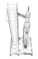 Space Rocket on launch pad
