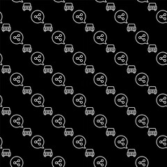 Car and Speech Bubble vector Carsharing dark linear seamless pattern