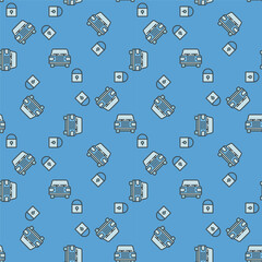 Closed Car vector lock concept blue seamless pattern