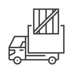 Delivery Truck with Box vector concept outline icon