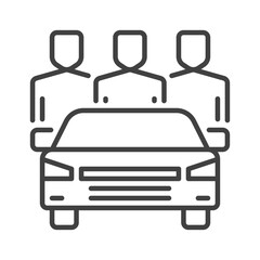 People with Car vector Car Sharing concept outline icon