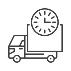 Truck with Clock vector Delivery Time concept thin line icon