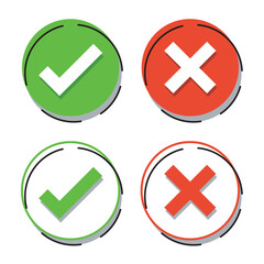 vector round check mark and cross symbols buttons