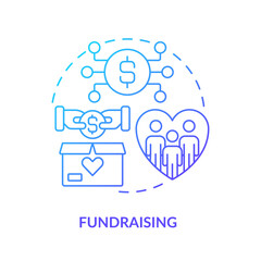 Fundraising blue gradient concept icon. Financial contribution. Investment. DAO usage purpose abstract idea thin line illustration. Isolated outline drawing. Myriad Pro-Bold font used