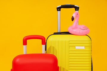 Suitcase, luggage, baggage for summer travel and vacation