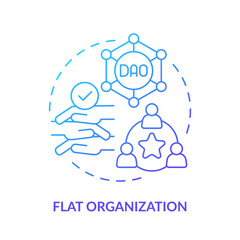 Flat organization blue gradient concept icon. Management of network processes. DAO characteristic abstract idea thin line illustration. Isolated outline drawing. Myriad Pro-Bold font used