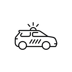 Police car line icon isolated on white background