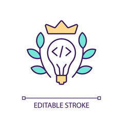 Innovative ideas in coding RGB color icon. Invention of alternative programming method. App development solutions. Isolated vector illustration. Simple filled line drawing. Editable stroke