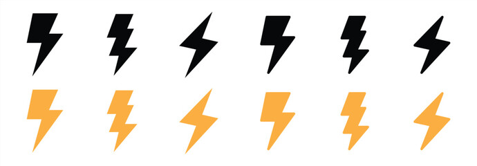 lightning bolt icon set. thunderbolt icon. flash lightning icon. electric power icon symbol sign collections, vector illustration