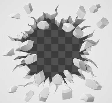 A wall background exploding with a hole breaking through it design