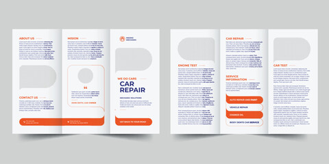 Car Repair trifold brochure template. A clean, modern, and high-quality design tri fold brochure vector design. Editable and customize template brochure