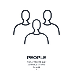 People editable stroke outline icon isolated on white background flat vector illustration. Pixel perfect. 64 x 64.