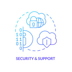 Security and support blue gradient concept icon. Private information. Data lake architecture abstract idea thin line illustration. Isolated outline drawing. Myriad Pro-Bold font used