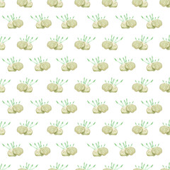Hand drawn watercolor seashells and seaweed seamless pattern isolated on white background. Scrapbook, post card, textile, fabric.