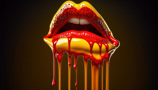 Lippen Mund Kuss Sinnlichkeit Gedankenspiel Abstrakte Illustration Generative AI Digital Art Kunst Hintergrund Cover