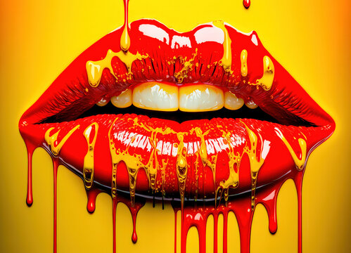 Lippen Mund Kuss Sinnlichkeit Gedankenspiel Abstrakte Illustration Generative AI Digital Art Kunst Hintergrund Cover