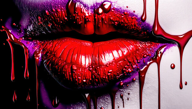 Lippen Mund Kuss Sinnlichkeit Gedankenspiel Abstrakte Illustration Generative AI Digital Art Kunst Hintergrund Cover