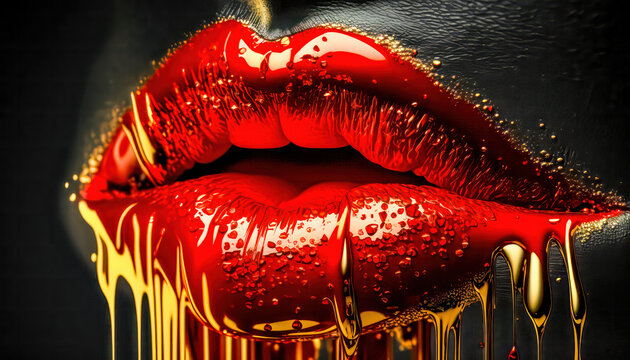 Lippen Mund Kuss Sinnlichkeit Gedankenspiel Abstrakte Illustration Generative AI Digital Art Kunst Hintergrund Cover
