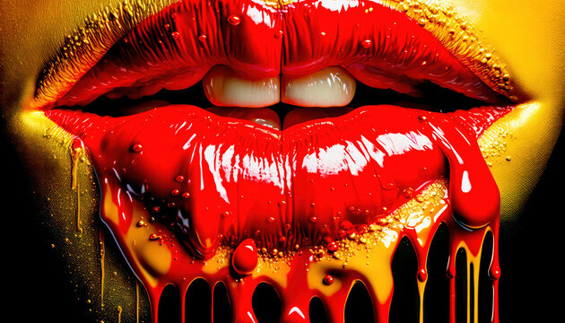 Lippen Mund Kuss Sinnlichkeit Gedankenspiel Abstrakte Illustration Generative AI Digital Art Kunst Hintergrund Cover
