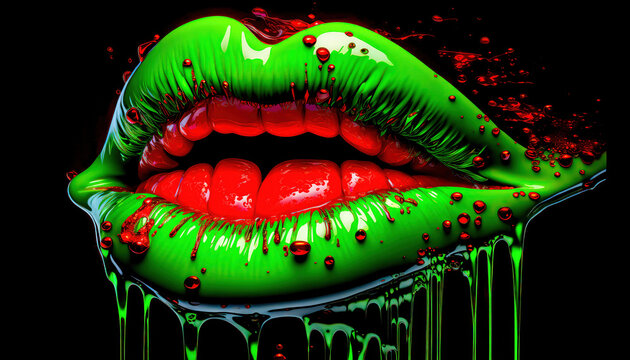 Lippen Mund Kuss Sinnlichkeit Gedankenspiel Abstrakte Illustration Generative AI Digital Art Kunst Hintergrund Cover