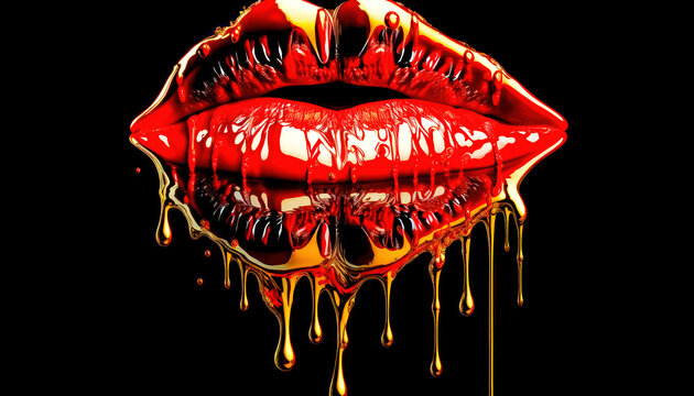 Lippen Mund Kuss Sinnlichkeit Gedankenspiel Abstrakte Illustration Generative AI Digital Art Kunst Hintergrund Cover
