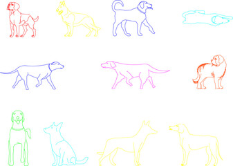 Colored dog illustration vector sketch
