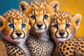 Cute cheetahs background, generative AI - obrazy, fototapety, plakaty