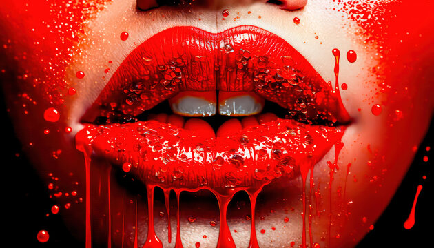 Lippen Mund Kuss Sinnlichkeit Gedankenspiel Abstrakte Illustration Generative AI Digital Art Kunst Hintergrund Cover