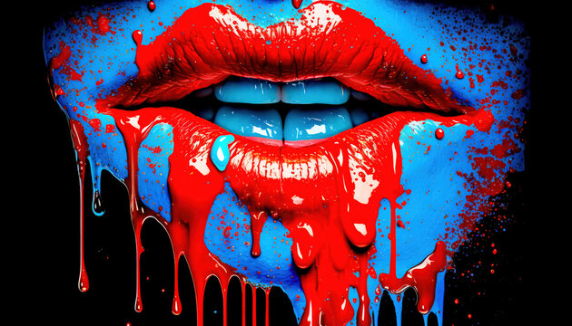 Lippen Mund Kuss Sinnlichkeit Gedankenspiel Abstrakte Illustration Generative AI Digital Art Kunst Hintergrund Cover