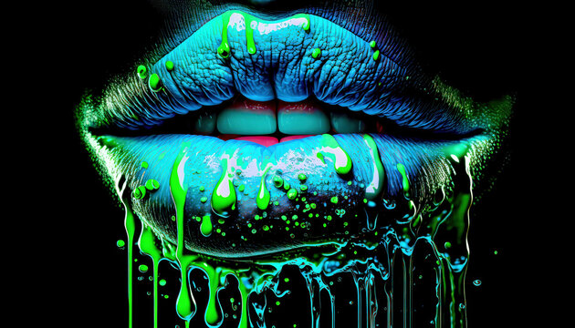 Lippen Mund Kuss Sinnlichkeit Gedankenspiel Abstrakte Illustration Generative AI Digital Art Kunst Hintergrund Cover