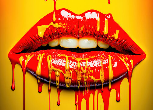 Lippen Mund Kuss Sinnlichkeit Gedankenspiel Abstrakte Illustration Generative AI Digital Art Kunst Hintergrund Cover