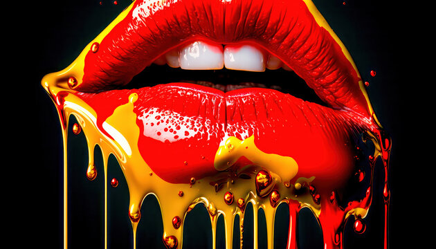 Lippen Mund Kuss Sinnlichkeit Gedankenspiel Abstrakte Illustration Generative AI Digital Art Kunst Hintergrund Cover